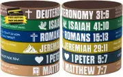6 Pieces Silicone Rubber Bible Wristbands - Christian Scripture Bracelets for Me