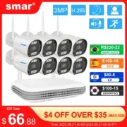 Wireless Wifi Camera Kit 3MP TwoWay Audio AI Face Detect Outdoor Security Camera