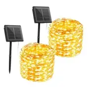 Solar String Lights, 2 Packs Total 66Ft 200 LED Solar 33FT*2Packs Warm White