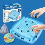 2024 New Magnetic Chess Game Set with Punishment Wheel,Fun Table Top Multiplayer Strategy Game with 20 Rocks,Magnet Chess Game Battle Chess Board,Interactive Educational Toys for Kids Adult