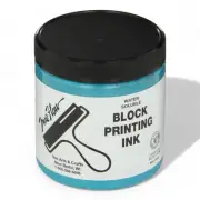 AquaFlow Water-Soluble Block Printing Ink - 8oz Jar - Vibrant Turquoise Color
