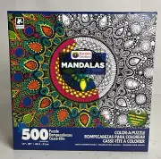 NEW NIB Karmin Creations Mandalas Color-A-Puzzle 500 Pieces Peacock Feathers