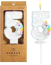 PHD CAKE 2.76 Inch Number 5 Unicorn Birthday Candles, Unicorn Themed Number Candles, Party Celebration