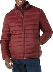 [Amazon Essentials] Men's Packable Lightweight Water-Resistant Puffer Jacket (Available in Big & Tall), Dark Red, X-Large