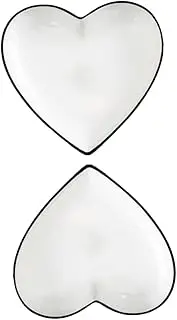 1 Set 2 pcs Necklace Cups Dipping Pudding Party Dishes Holders Sauce Snack Decor Heart- Engagement Appetizer Dinner Candy Organizer Jar Wedding Sushi Small BBQ Soup Saucers (Color : White, Size : 11