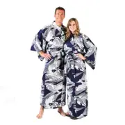 Japanese Yukata - Blue Koi (New) - Authentic Japanese Robe (Ships from USA)