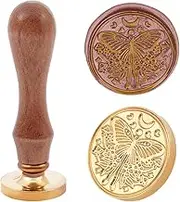PH PandaHall Butterfly Wax Seal Stamp Kit 30mm Wax Sealing Stamp Removable Retro Brass Head Stamp with Wooden Handle for Halloween Wedding Envelopes Invitation Card Wine Package Decor Gift Wrapping