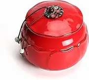 Chinese Tea Caddy,Ceramic jar, Vintage Tea cans Small Household Handmade Pu-erh Tea Storage Wake Tea jar cans high-end Tea Ceremony Accessories Loose Tea Storage Containers(Red)