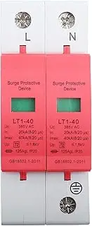 Arrester Device,20KA Protective Device Telephone Thunder Tele Protector Low‑Voltage Arrester,Flame Retardant Casing, Fire-Proof (2P40KA)