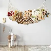 Cotton Rope Stuffed Toy Hammock for Wall Corner Bed End Extra Large Stuffed Animal Holder Net Tassel Design Stuffed Toy Hammock Net for Kid Room Playroom