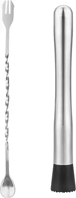 Tifanso Muddler for Cocktails, 10" Muddler and Long Handle Bar Cocktail Mixing S