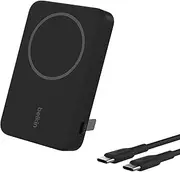 Belkin BoostCharge Pro Wireless Power Bank 5000Mah Qi2, MagSafe Compatible, Built-in Pop-up Kickstand - Compatible for iPhone 16/15/14/13 Series and More - Black