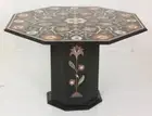 36" Marble Inlay Table top Semi Precious Stones Work With marble Stand