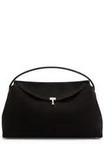 Totême T-Lock Suede top Handle bag - Chocolate ONE SIZE