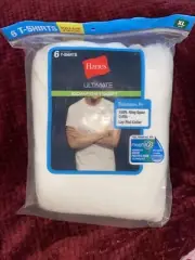 Hanes Ultimate Mens 6 Lay Flat Crew Tagless TShirts Odor Control Cool Comfort XL