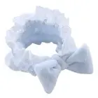 Plush Elastic Hairband for Girls Women Furry Bows Mesh Lace Headband for Make Up