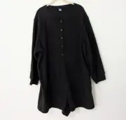Old Navy NWT Micro Fleece Henley Pajama Romper Shorts Long Sleeve Black XXL