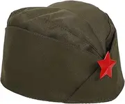 [Toyvian] Army Garrison Cap Canvas Sailor Dance Boat Cap Russian Military Star Side Cap for Party Cosplay Performance ï¼ˆRedï¼‰