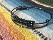 Alex and Ani Mermaid Tail "Fine Rocks" Black Midnight Silver Bracelet ️