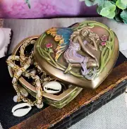 Resting Fairy By The Pond Heart Shaped Jewelry Box Figurine Fantasy Myth Legend
