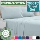 2000TC Egyptian Cotton Flat Fitted Sheet Set Fuzzy Single/Double/Queen/King Size