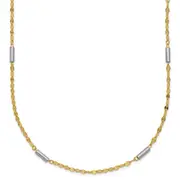 14K Two-Tone Diamond-Cut Mini Bar Links Fancy Necklace