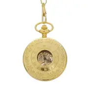 ORKINA Retro Printing Stainless Steel Analog Manual Mechanical Pocket Watch Golden