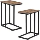 VECELO C Shaped End Side Table for Sofa Couch and Bed Snack TV Tray for Livin...