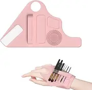 Silicone Makeup Assistant Hand Strap, 1Pc Silicone Makeup Hand-held Palette Strap Assistant Wristband, Wrist Strap Hand Palette Foundation Plate, Pink