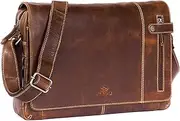 [ALMADIH] Dylan Premium Cowhide Leather Shoulder Bag with Laptop Compartment 15 Inch Briefcase Messenger Universal Bag Shoulder Bag Leisure Bag Tote Bag Brown