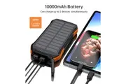 10,000mAh Solar Powered Power Bank with Flashlight iPhone 15 14 13 GoPro Tablet