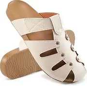 [Alicegana] Mules for Women Comfortable Flat Sandals with Arch Support Dressy Casual Shoes Non Slip Indoor Outdoor