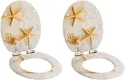 WC Toilet Seats 2 pcs with Soft Close Lids MDF Starfish Design Hardware Accessories