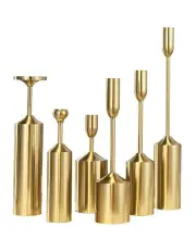[SOGA] Gold Iron Taper Luxury Candle Holder 6 Piece in Gold