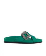 Round head flat-soled slippers 36 Green