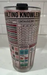 Quilting Knowledge Quilt Themed Stainless Steel Travel Mug w/Removable Lid NEW