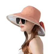 Nevenka Sun Hats UV Protection Wide Brim Foldable Beach Hats with Windproof Tether-Pink