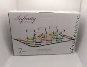 Circleware "Infinity" 6 Piece Shot Glass Set w/ Tray --Discontinued - NIB