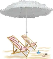 5 Feet Beach Umbrella Patio, Garden Umbrella, Large Outdoor Round Umbrella, Retro Beach Umbrella Polyester Fabric, UV Protection, No Base