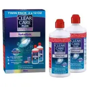 Clear Care Plus Contact Lens Cleaning Liquid Solution with HydraGlyde Twin Pack