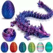 3D Printed Crystal Dragon Dinosaur in Scale Egg Posable Flexible Fidget Toy Gift