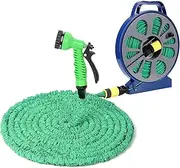 Avilia Extendable Garden Hose with Multi-Function Gun, 7 Adjustments and Dispenser for Watering, Car Wash and Irrigation with Universal Connector, 15m