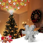 Snowflake Christmas Tree Topper Lighted with Built-In Rotating LED Projector Gli