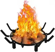 Mondazie 24 Inch Round Fire Pit Grate with 10 Bars for Firepit, Heavy Duty Firewood Log Burning Rack Holder for Fireplace Hearth Wood Stove and Outdoor Campfire, Black