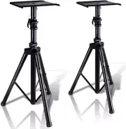Pyle Dual Studio Monitor 2 Speaker Stand Mount Kit - Heavy Duty Tripod Pair and