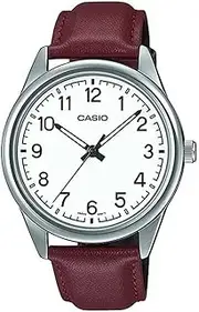 [Casio] MTPV005L-7B4 Unisex White Analog Watch with Tan Band