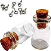 Mini Cork Top Glass Bottle Vial Charm Kit 3/4 Inch - 25Pcs 0.5Ml Clear Bottles w