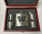 Washington Huskies 2023 Pac-12 Champions 6 oz flask with opt presentation box