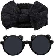 [Generic] Baby Girl Headbands with Bows | Baby Headbands And Glasses Set | Baby Nylon Headbands and Sunglasses, Hair Bow Elastics Hairbands, Hair Accessories for Baby Girls