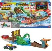 Hot Wheels Monster Trucks Swamp Chomp Playset Ages 4+ New Toy Race Car Track
